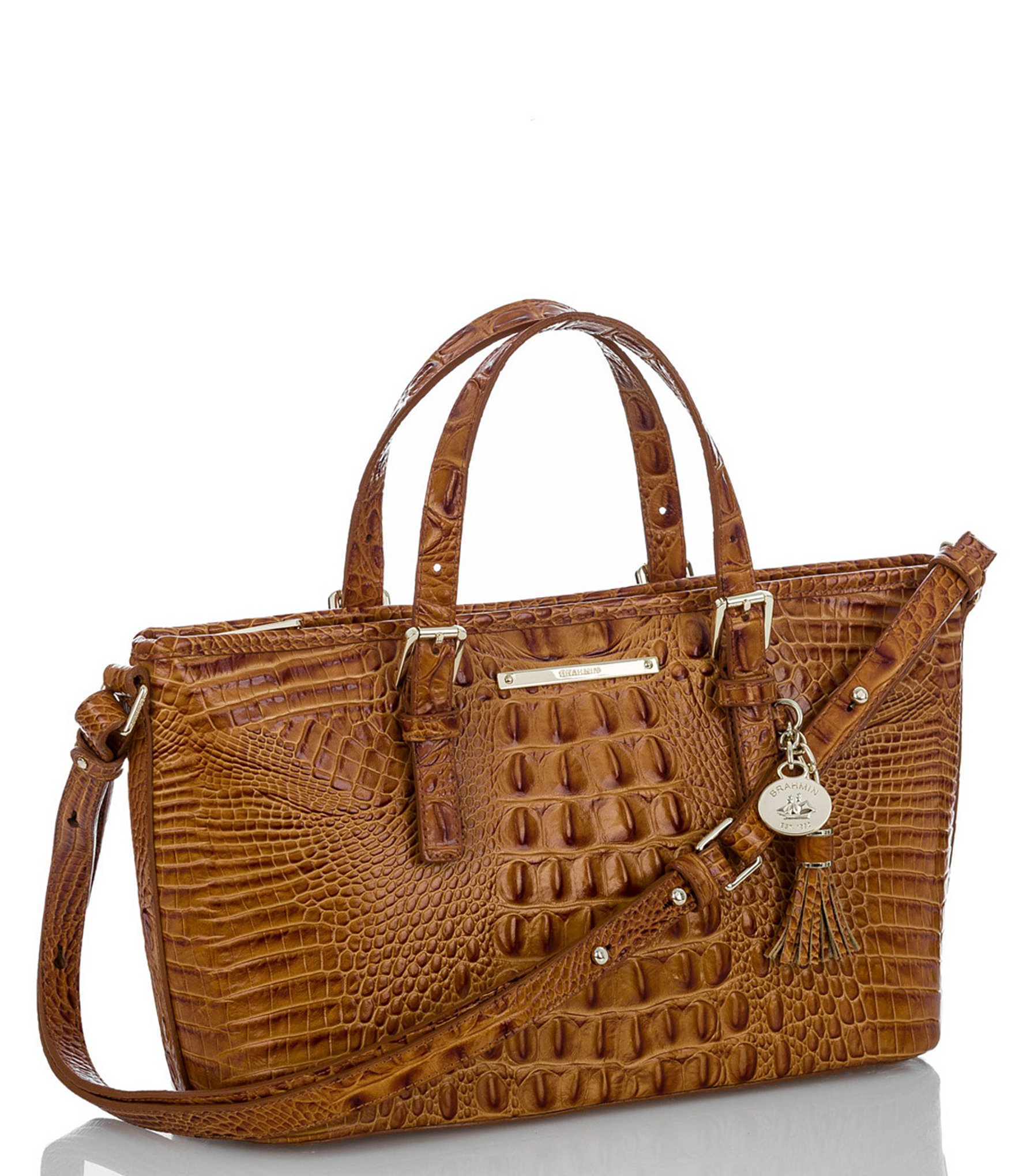 Lyst - Brahmin Melbourne Collection Mini Asher Croco-embossed Tote in Brown